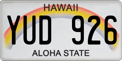 HI license plate YUD926