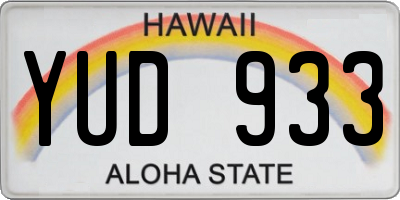 HI license plate YUD933