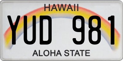 HI license plate YUD981