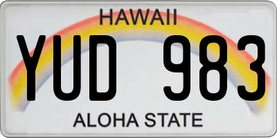 HI license plate YUD983