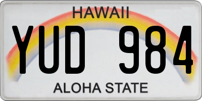 HI license plate YUD984