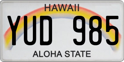 HI license plate YUD985