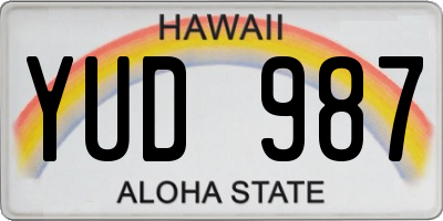 HI license plate YUD987