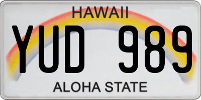 HI license plate YUD989