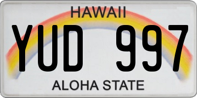 HI license plate YUD997