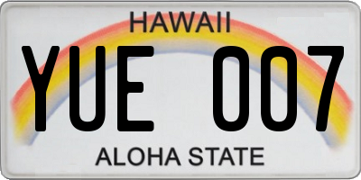 HI license plate YUE007