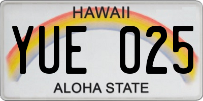 HI license plate YUE025