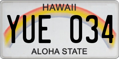 HI license plate YUE034