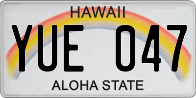 HI license plate YUE047