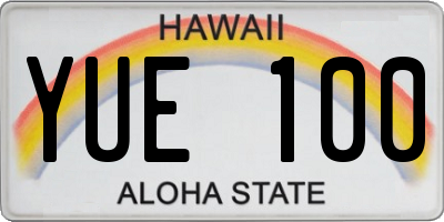 HI license plate YUE100
