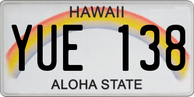HI license plate YUE138