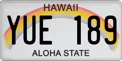 HI license plate YUE189