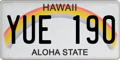 HI license plate YUE190