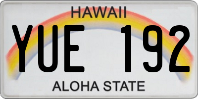 HI license plate YUE192