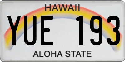 HI license plate YUE193