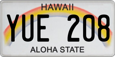 HI license plate YUE208