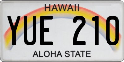 HI license plate YUE210