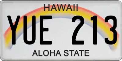 HI license plate YUE213