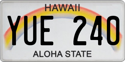 HI license plate YUE240
