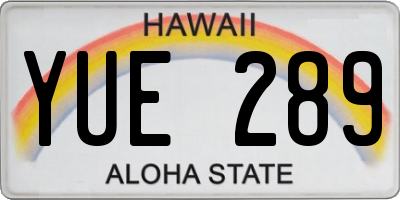 HI license plate YUE289