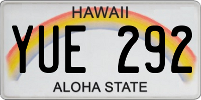 HI license plate YUE292