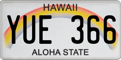 HI license plate YUE366