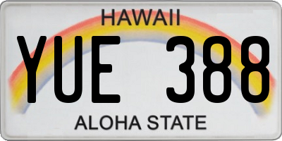 HI license plate YUE388