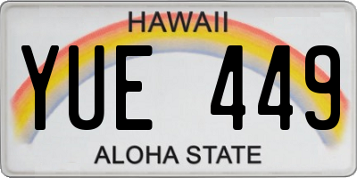 HI license plate YUE449