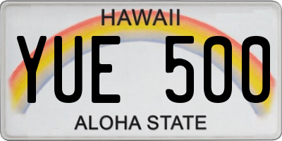 HI license plate YUE500