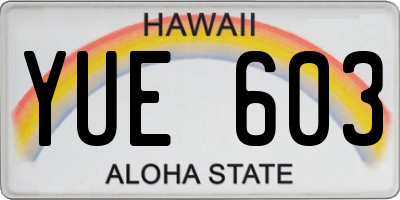 HI license plate YUE603