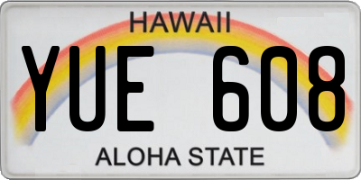 HI license plate YUE608