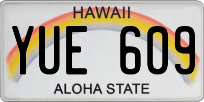 HI license plate YUE609