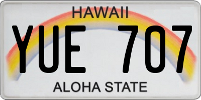 HI license plate YUE707