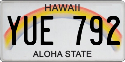 HI license plate YUE792