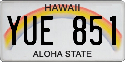 HI license plate YUE851