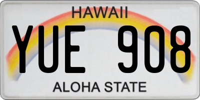 HI license plate YUE908