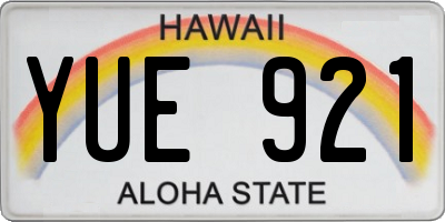 HI license plate YUE921