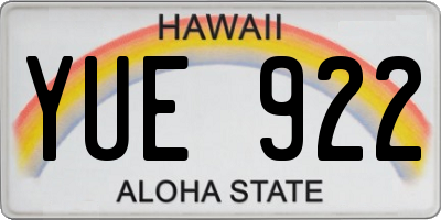 HI license plate YUE922