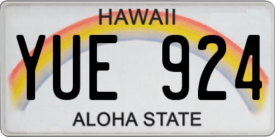 HI license plate YUE924