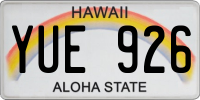 HI license plate YUE926