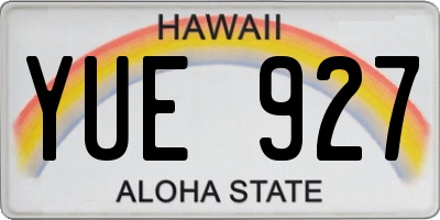 HI license plate YUE927