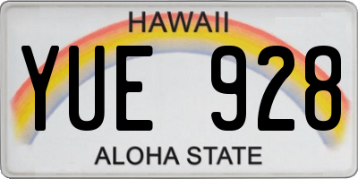 HI license plate YUE928