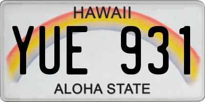 HI license plate YUE931