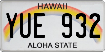 HI license plate YUE932