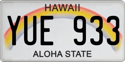 HI license plate YUE933