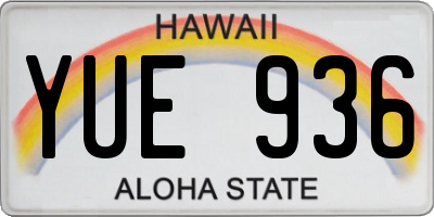 HI license plate YUE936