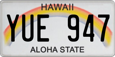 HI license plate YUE947