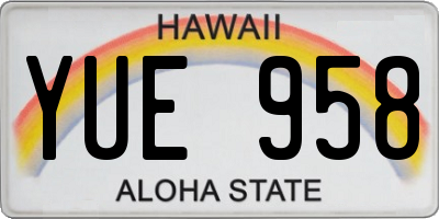 HI license plate YUE958