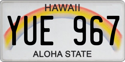 HI license plate YUE967