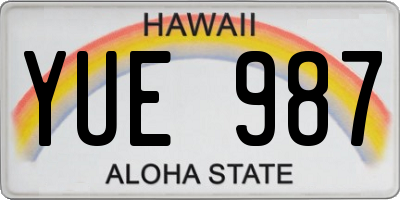 HI license plate YUE987